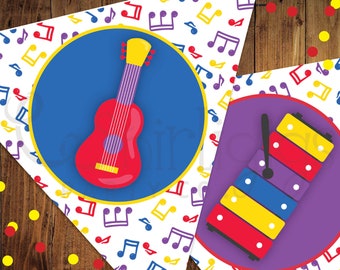 Wiggles Party Music Banner - Music Party Editable Banner - Instant Download - printable Banner PDF - The Wiggles Inspired Banner