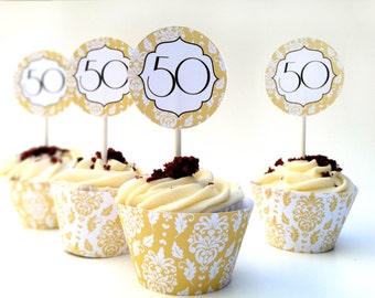 Instant Download 50th Anniversary DIY Cupcake Decorations