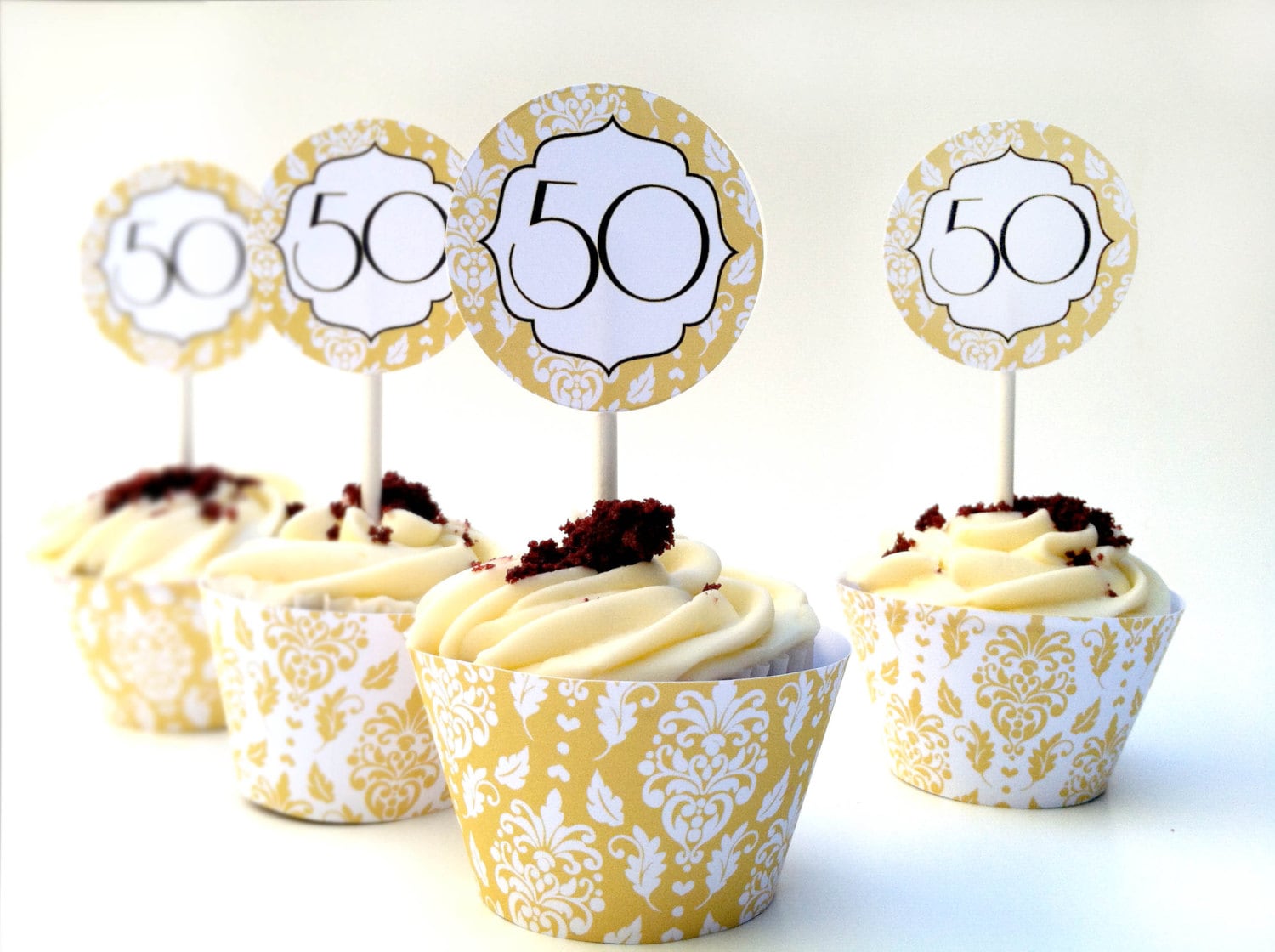 Instant Download 50th Anniversary Diy Cupcake Decorations Etsy