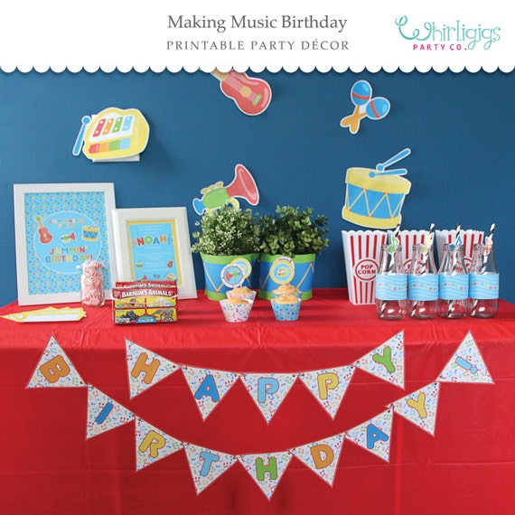 Music Party Decorations Music Birthday Party Printable Party Etsy