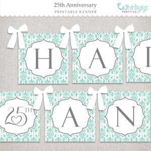 Instant Download 25th Anniversary Banner - Printable PDF - Etsy
