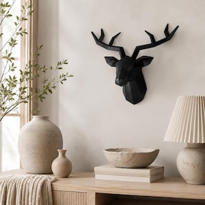 Deer Head Wall Decor, Deer Sculpture, Antler Wall Art, Animal Statue