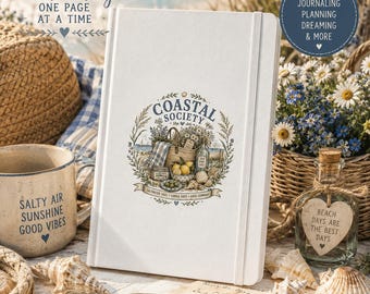 Notitieboek Coastal Society, Stranddagboek, Notitieboek Coastal Grandma, Cadeau voor oceaanliefhebbers, Botanisch dagboek, Cottagecore notitieboek