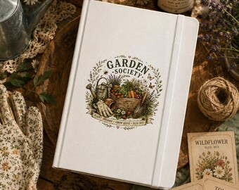 Notatnik Garden Society, Dziennik botaniczny, Prezent ogrodniczy dla miłośników ogrodów, Notatnik Cottagecore