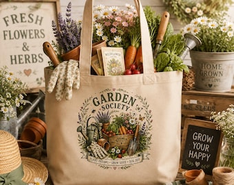 Torba Garden Society, prezent ogrodniczy dla miłośników ogrodów, torba Botanical Market, torba Farmer's Market