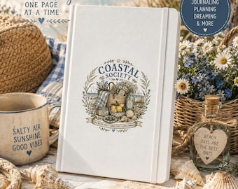 Quaderno della Coastal Society, diario da spiaggia, quaderno della nonna costiera, regalo per gli amanti dell'oceano, diario botanico, quaderno in stile cottagecore