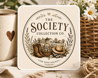 Society Collection Co. Waterdichte vinylsticker, vintage kunstwerk laptopsticker