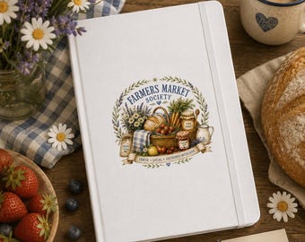 Notitieboek van de Farmers Market Society, Cottagecore-dagboek, Tuinnotitieboek, Dagboek met verse producten van de boerderij, Schrijfnotitieboek, Cadeau voor zuurdesemliefhebbers