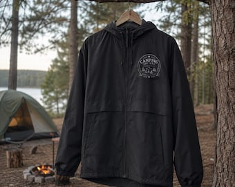 Camping Society windjack, lichtgewicht outdoor wandelkleding, Campfire-print