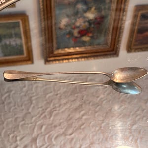Antik jugendsilversked Café Corso, kejserlig Wien lång iskaffesked, samlarobjekt österrikiskt bestick från Hotelsilber