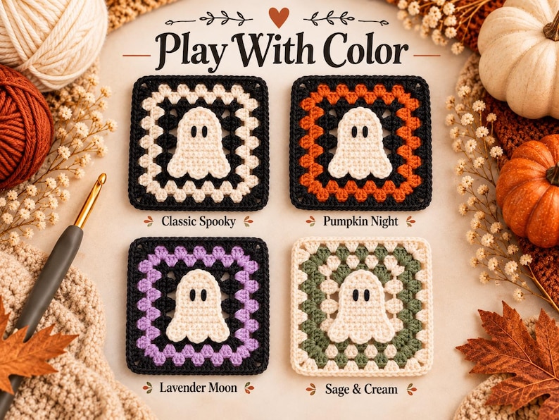 Ghost Granny Square Crochet Pattern Spooky Halloween PDF - Etsy