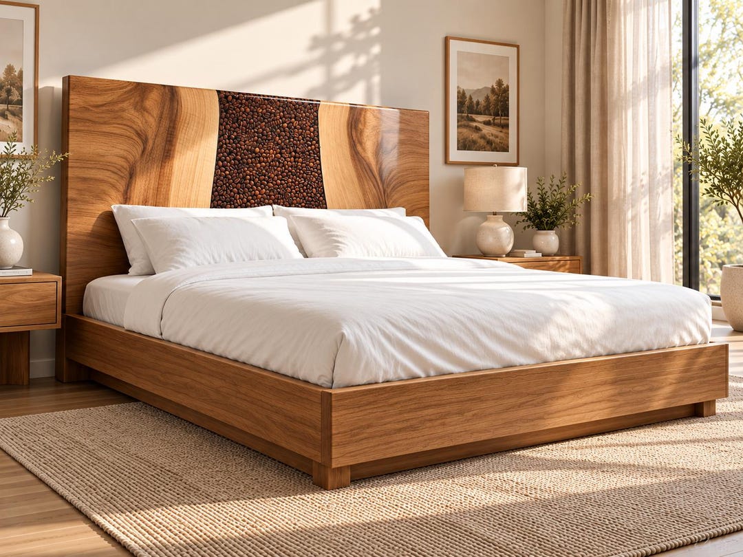Rustic Custom Beds Live Edge Wooden Bed Frame, Solid Wood Platform Bed, Rustic King Bed ...