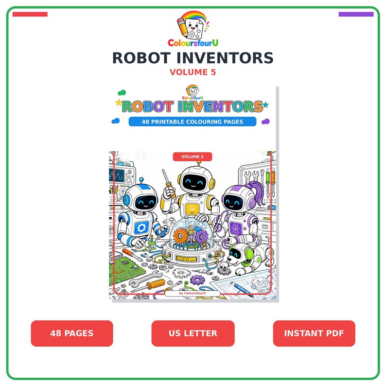 Robot Coloring Book for Kids | 48 Printable STEM Pages (digital ...