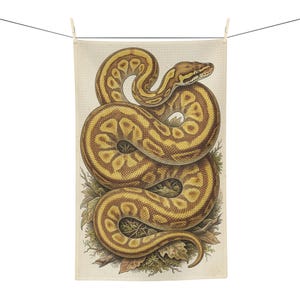Ball Python Tea Towel, Vintage Naturalist Illustration, Reptile Kitchen Decor