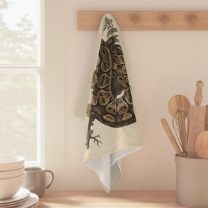Vintage Ball Python Tea Towel, Reptile Lover Kitchen Decor