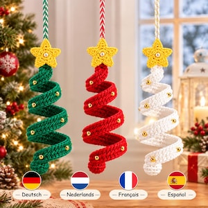 Crochet Christmas Tree Wind Spinner Pattern PDF, Spiral Ornament, DIY Holiday Decor
