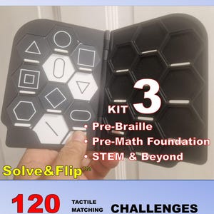 Pre-Braille Tactile Learning Kit 3, 120 Expert Matching Challenges, Self-Checking Learning System for Blind and Visually Impaired Learners