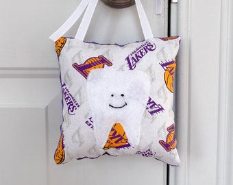 LA Lakers Tooth Fairy Pillow | Los Angeles Lakers Basketball | Hanging Tooth Fairy Pillow with Pocket | Wiggly Tooth Gift |Ready to Ship