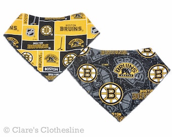 Boston Bruins Bandana Bib | Black and Gold Bruins Hockey Drool Bib | Boston Sports Fan Baby Gift | Your Choice of Pattern | Ready to Ship