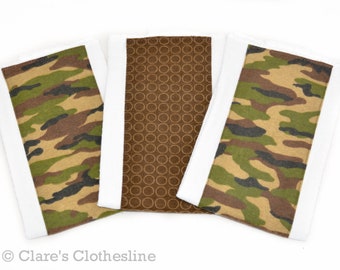 Camo Baby Burp Cloths Set of 3 | Green and Brown Camouflage Burp Rags | Hunting Baby Gift | Baby Shower Gift | Ready to Ship |Clearance Sale