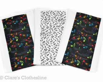 Music Baby Burp Cloths Set of 3 | Musical Notes Burp Rags | Unisex Baby Gift | Baby Shower Gift | Musician Baby | Ready to Ship