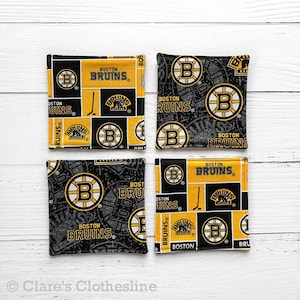 Boston Bruins Felt Coaster Set | Black and Gold Bruins Hockey Coasters Set of 4 | Sports Fan Hostess Gift | Housewarming Gift |Ready to Ship