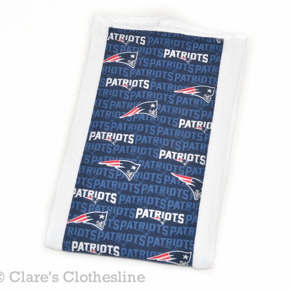 New England Patriots Baby Burp Cloth | Blue Patriots Football Burp Rag | Boston Sports Fan Baby Gift | Baby Shower Gift | Ready to Ship