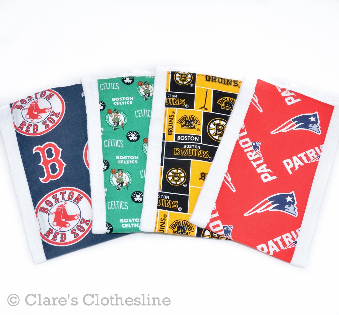 Boston Sports Teams Burp Cloth Gift Set Set of 4 Burp Rags Red Sox