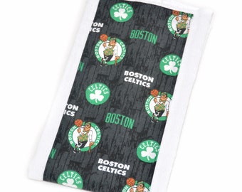 Boston Celtics Baby Burp Cloth | Celtics Basketball Black and Green Burp Rag | Boston Sports Fan Baby Gift | Ready to Ship