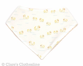 Ducks Bandana Baby Bib | Baby Ducklings Flannel and Terry Cloth Drool Bib | Gender Neutral Baby Gift | Ducky Baby Shower Gift |Ready to Ship