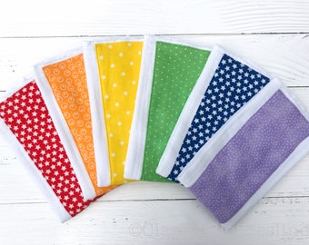 Rainbow Burp Cloths Set of 6 | Red Orange Yellow Green Blue Purple Burp Rags | Gender Neutral Baby Gift | LGBTQ Baby Gift | Made to Order