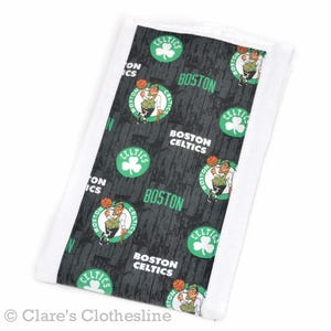 Boston Celtics Baby Burp Cloth | Celtics Basketball Black and Green Burp Rag | Boston Sports Fan Baby Gift | Ready to Ship