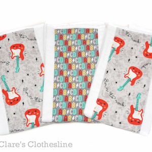 Rock Star Baby Burp Cloths Set of 3 | Rock n Roll Baby Burp Rags | Guitar Baby Gift | Baby Shower Gift | Musician Baby | Ready to Ship