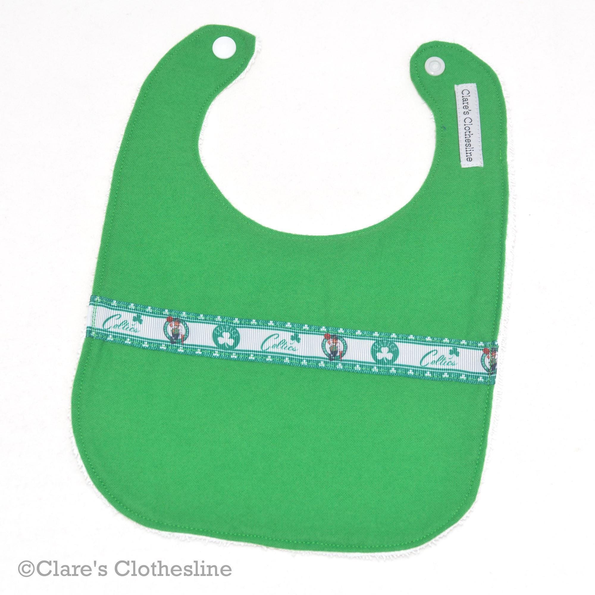 Boston Celtics Bib Basketball Baby Gift, Ribbon Flannel & Terry Cloth