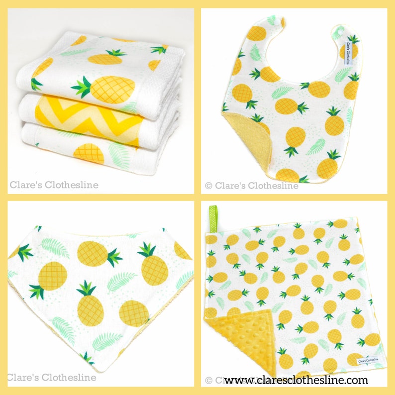 Pineapple Bandana Baby Bib Yellow Pineapples Flannel and Etsy