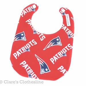 New England Patriots Baby Bib | Red Patriots Football Bib | Boston Sports Baby Gift | Football Fan Gift | Ready to Ship