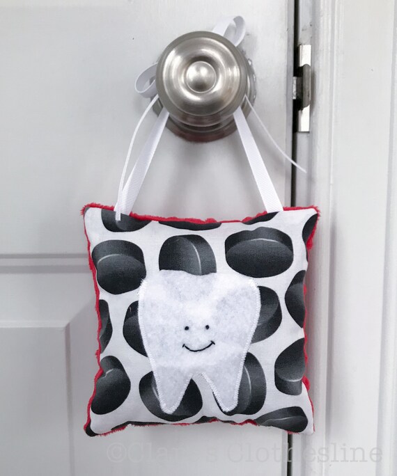 Ice Hockey Tooth Fairy Pillow Black And White Hockey Pucks Etsy