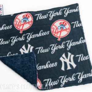 New York Yankees Baby Lovey | NY Yankees Baseball | Fleece and Minky Snuggle Blanket 15"x15" | NY Sports Fan Baby Gift | Ready to Ship