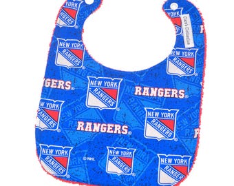 New York Rangers Bib: NY Ice Hockey Baby Gift, Cotton & Terry Cloth