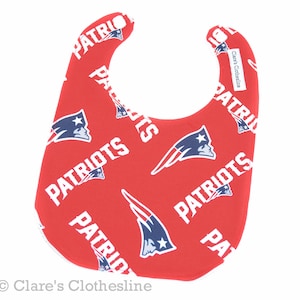 New England Patriots Baby Bib | Red Patriots Football Bib | Boston Sports Baby Gift | Football Fan Gift | Ready to Ship