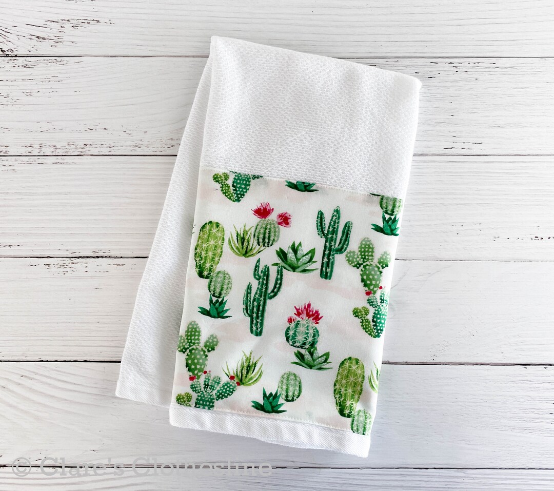 Cactus Hand Towel Flowering Desert Cacti Dish Towel Kitchen or Bathroom