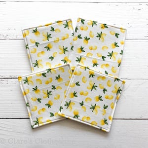 Lemons Felt Coaster Set | Yellow and White Citrus Fruit Coasters Set of 4 | Tropical Hostess Gift | Housewarming Gift | Clearance Sale