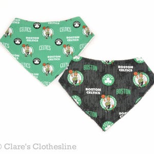 Boston Celtics Bandana Bib | Green and Black Celtics Basketball Drool Bib | Boston Sports Baby Gift | Your Choice of Fabric | Ready to Ship