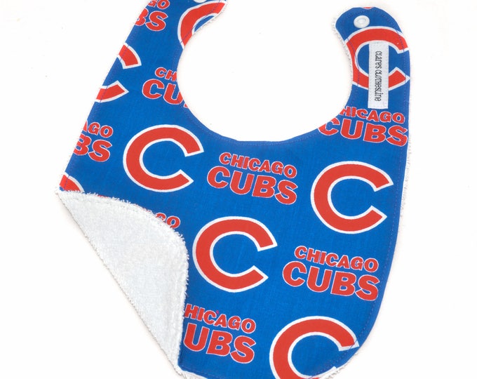 Chicago Cubs Baby Bib Cubs Blue Baseball Cotton and Terry Cloth Bib