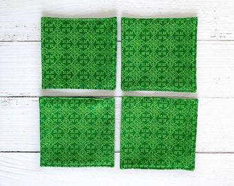 Green Celtic Knot Felt Coaster Set | St Patrick's Day Coasters Set of 4 | Hostess Gift | Ireland Souvenir | Ready to Ship | Clearance Sale