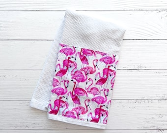 Flamingos Hand Towel | Hot Pink Tropical Bird Dish Towel | Kitchen or Bathroom Hand Towel | Florida Hostess Gift | Ready to Ship