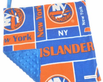 New York Islanders Lovey: NY Hockey Baby Gift, Fleece & Minky (15"x15")