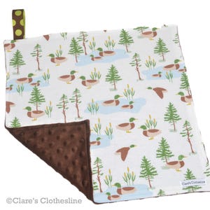 Duck Lovey: Mallards Baby Gift, Flannel & Minky (15"x15")