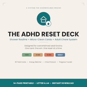 ADHD Reset Deck | Printable Task Cards, Shower Routine, Crisis Protocol (PDF)