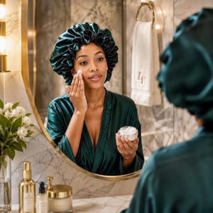 Bonnet de nuit en satin, bonnet double épaisseur, bonnet de nuit ajustable pour cheveux bouclés, tresses et cheveux naturels, cadeau de soin capillaire